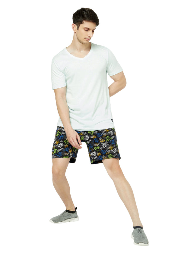 T.T. Men Cool Printed Bermuda Shorts With ZipperGreen-Black