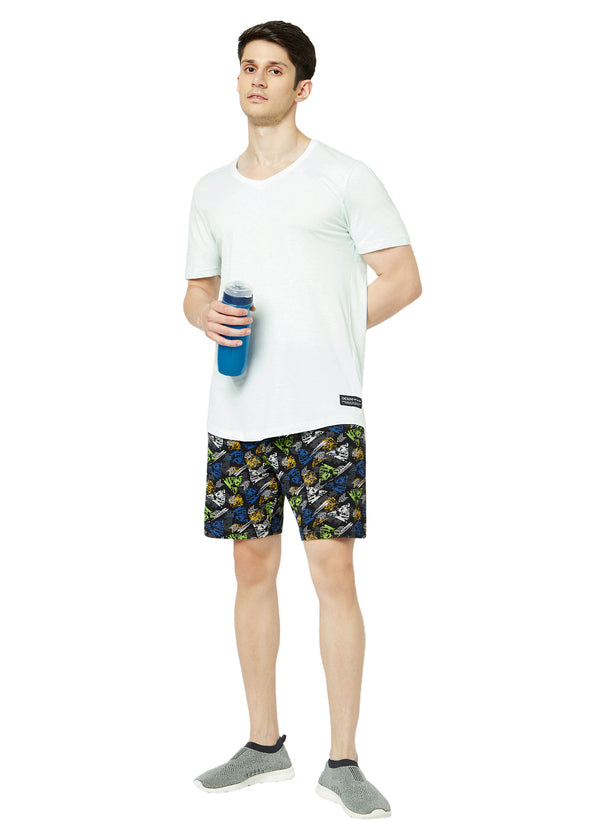 T.T. Men Cool Printed Bermuda Shorts With ZipperGreen-Black