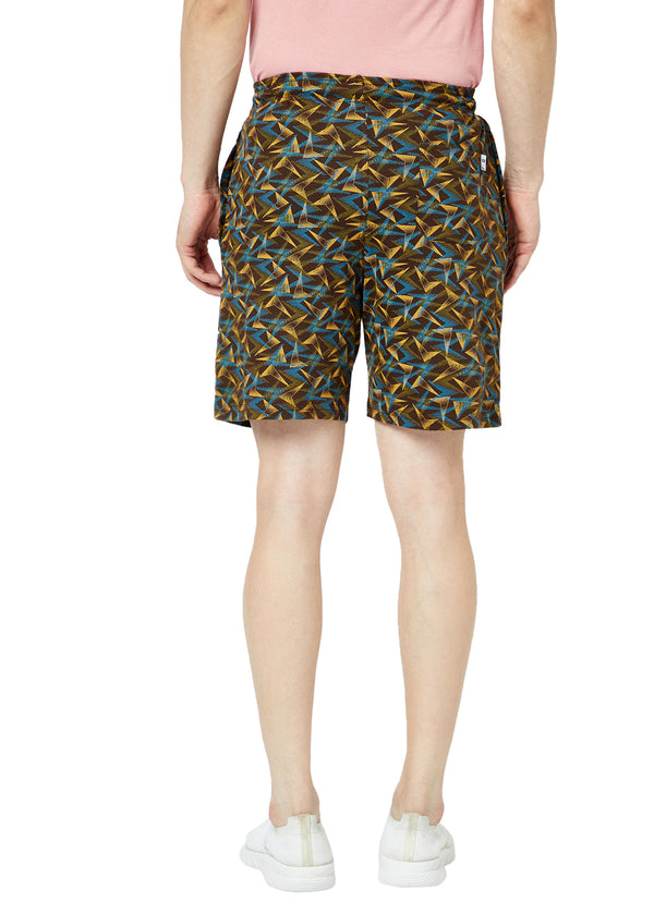 T.T. Men Cool Printed Bermuda Shorts With ZipperBrown