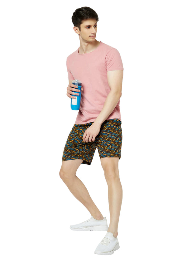 T.T. Men Cool Printed Bermuda Shorts With ZipperBrown