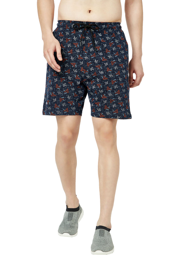 T.T. Men Cool Printed Bermuda Shorts With ZipperNavy-Grey