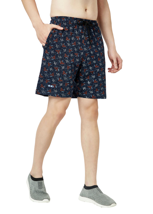 T.T. Men Cool Printed Bermuda Shorts With ZipperNavy-Grey