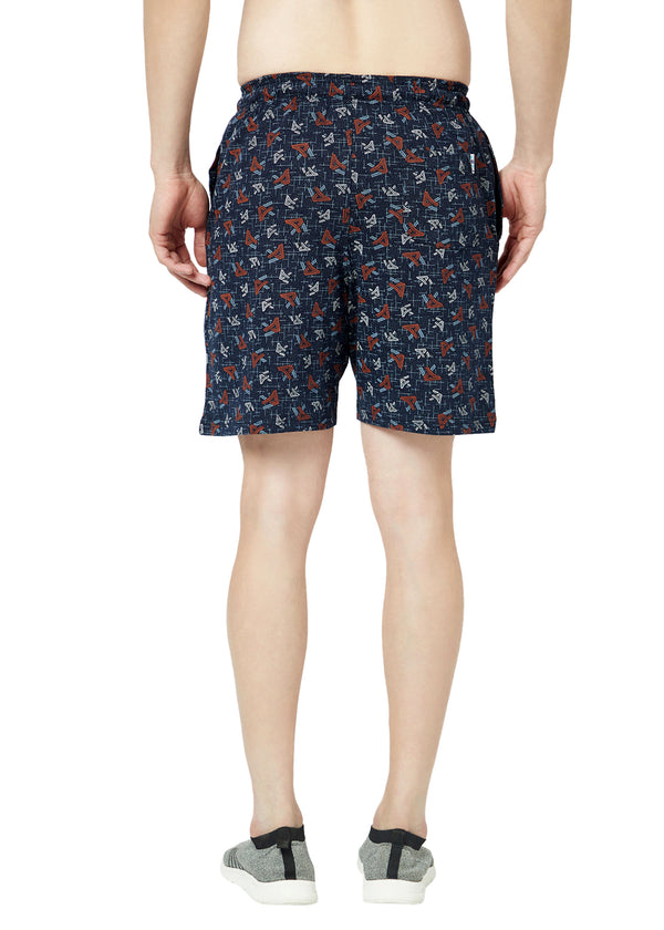 T.T. Men Cool Printed Bermuda Shorts With ZipperNavy-Grey