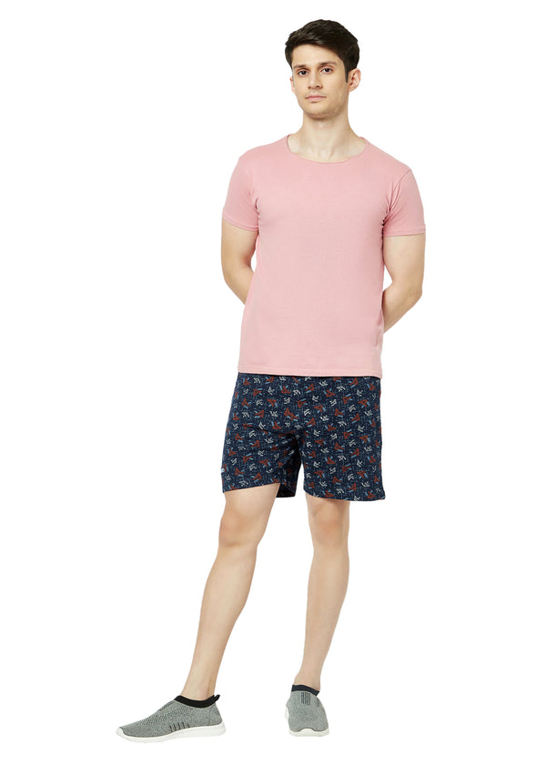 T.T. Men Cool Printed Bermuda Shorts With ZipperNavy-Grey