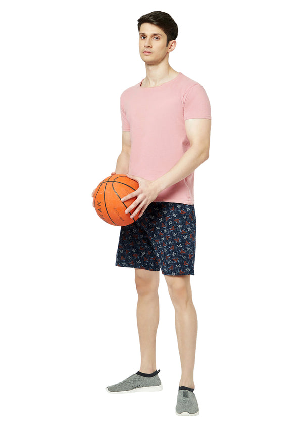 T.T. Men Cool Printed Bermuda Shorts With ZipperNavy-Grey