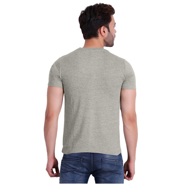 T.T. Men Grey Mã©Lange Round Neck T-Shirt