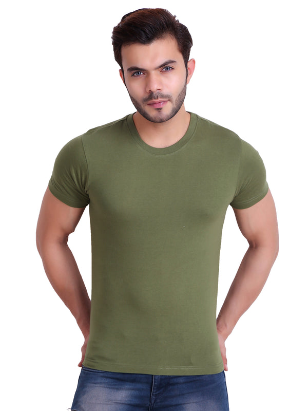 Men Solid Color Round neck T-Shirt