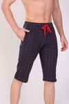 Men Cotton Blue Capri