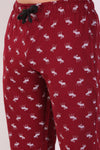 Men Cotton Maroon Capri