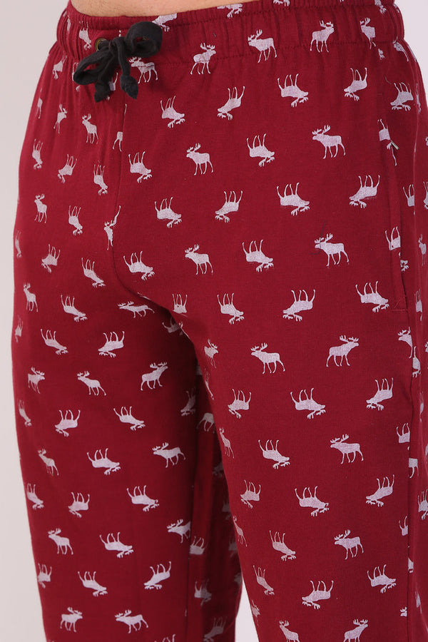 Men Cotton Maroon Capri