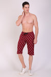 Men Cotton Maroon Capri