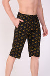 Men Cotton Black Capri