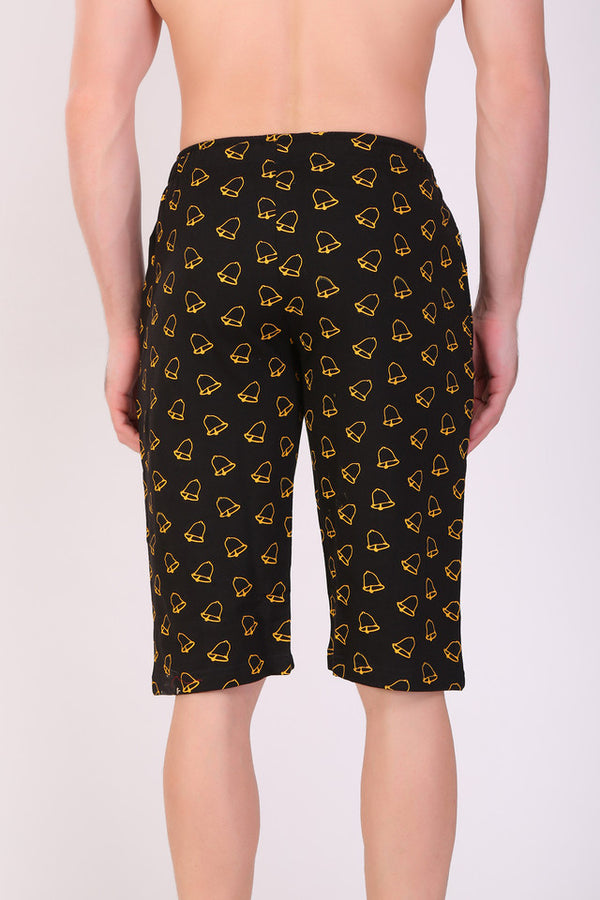 Men Cotton Black Capri
