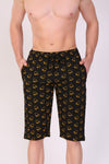 Men Cotton Black Capri