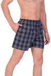 HiFlyers Men Checked Cotton Boxer Short Grey Blue