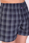 HiFlyers Men Checked Cotton Boxer Short Grey Blue