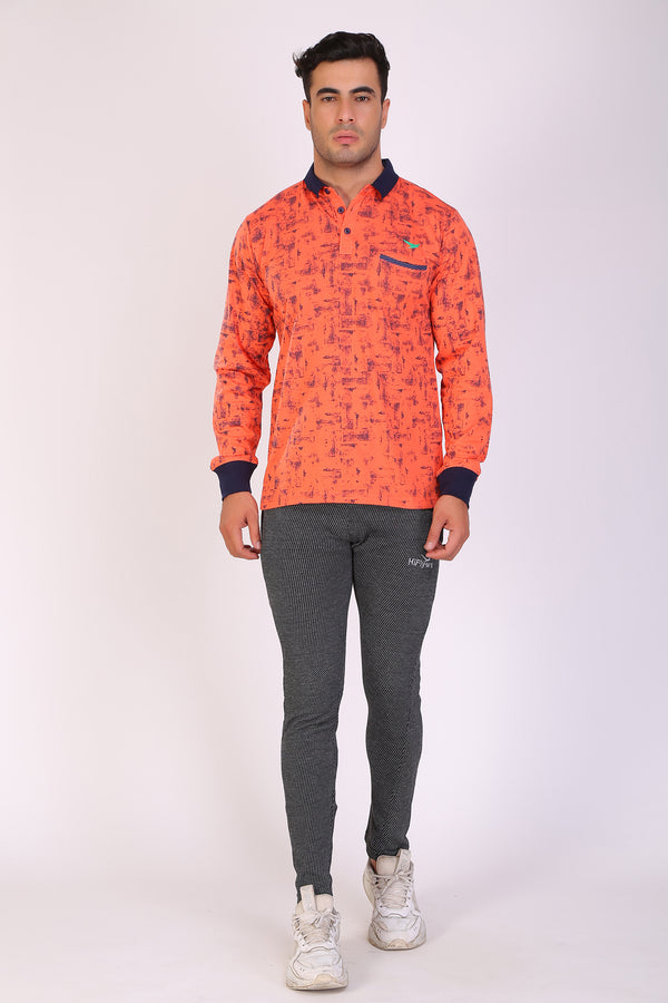 Full Sleeve Orange Printed T-Shirts