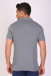 Men Slim Fit Printed Grey Polo T-Shirts