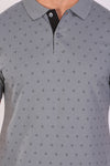 Men Slim Fit Printed Grey Polo T-Shirts