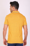 Men Slim Fit Printed Yellow Polo T-Shirts