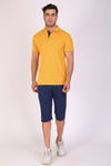 Men Slim Fit Printed Yellow Polo T-Shirts