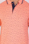 Men Slim Fit Printed Pink Polo T-Shirts