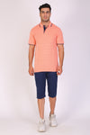 Men Slim Fit Printed Pink Polo T-Shirts