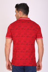 Men Slim Fit Printed Red Polo T-Shirts
