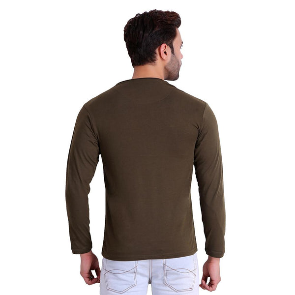 Mens Solid Brown T-Shirt