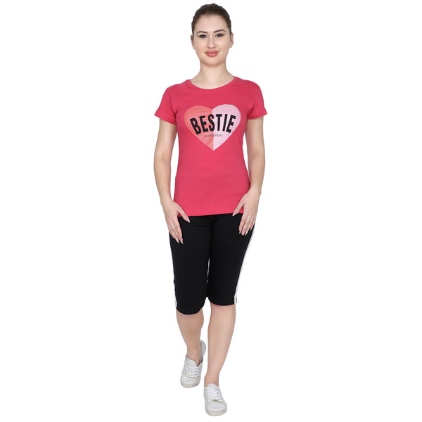 T.T. Women Printed Slim Fit Tshirt Pack Of 5 Assorted