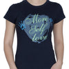 T.T. Women Slim Fit Printed Round Neck Printed T-Shirt Navy