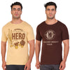 T.T. Men Printed Slim Fit Tshirt Pack Of 2 Brown -Khakhi