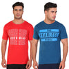 T.T. Men Printed Slim Fit Tshirt Pack Of 2 Airforce -Red