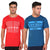 T.T. Men Printed Slim Fit Tshirt Pack Of 2 Airforce -Red