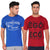 T.T. Men Printed Slim Fit Tshirt Pack Of 2 Blue -Maroon