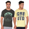 T.T. Men Printed Slim Fit Tshirt Pack Of 2 Yellow -Green