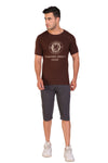 T.T. Men Printed Slim Fit Tshirt Pack Of 2 Brown -Khakhi