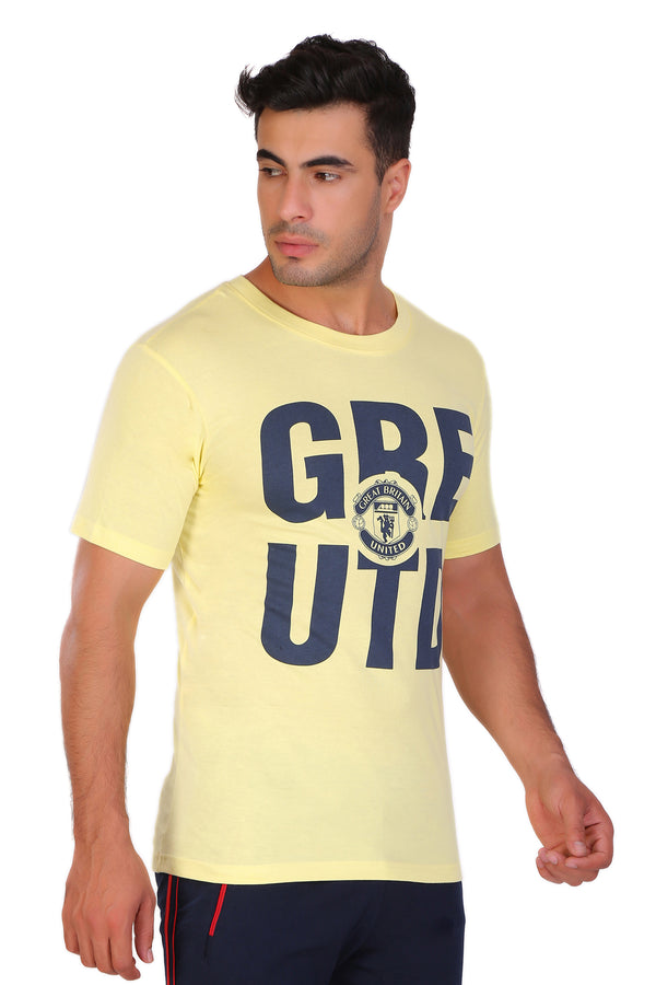 T.T. Men Printed Slim Fit Tshirt Pack Of 2 Yellow -Green