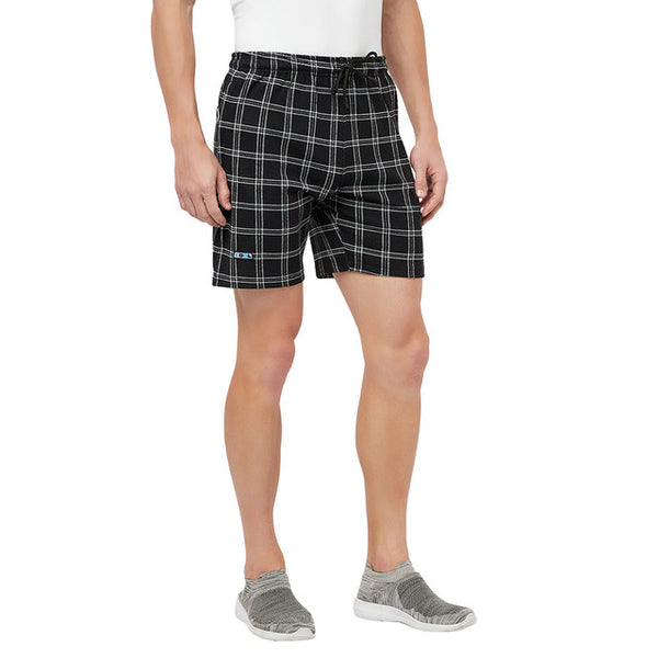 T.T. Men Cool Check Shorts Pack Of 2 Navy-Black