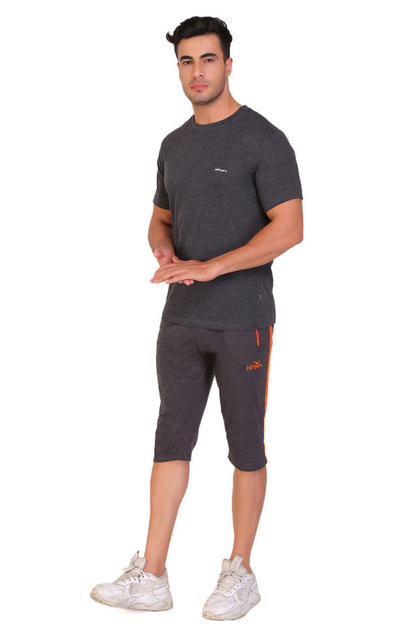 Men Cotton Capri Shorts Anthra