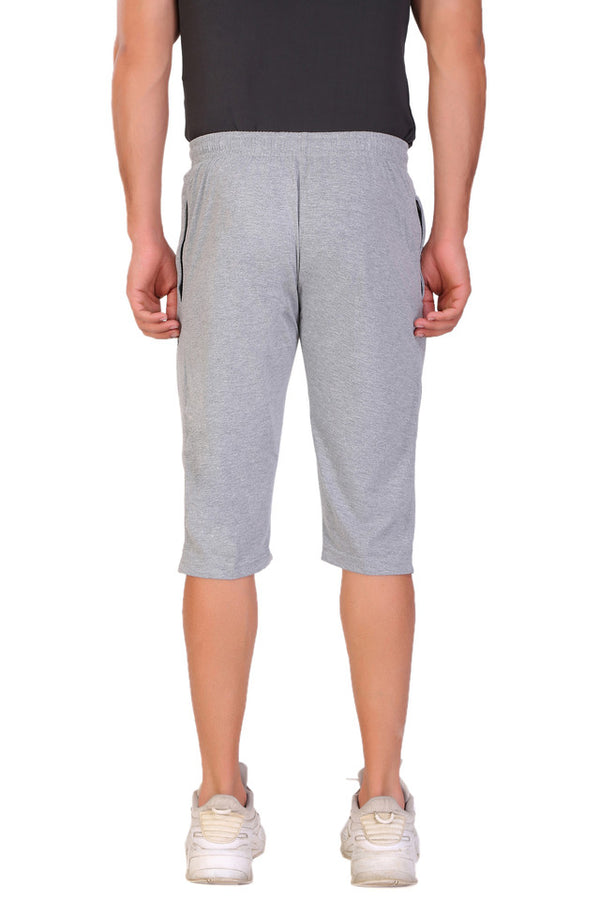 Men Cotton Capri Shorts Grey