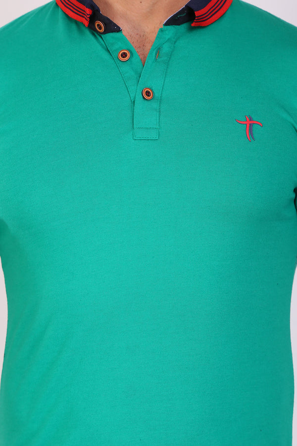 Men Slim Fit Printed Green T-Shirt