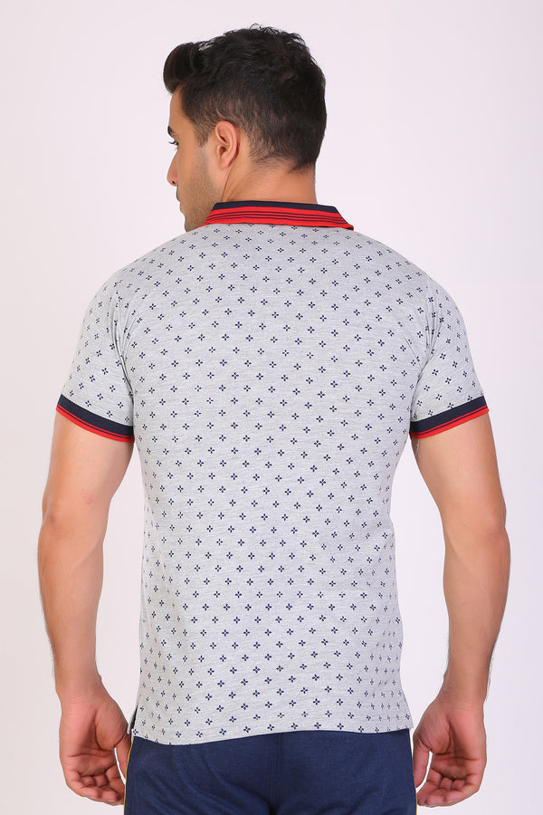 Men Slim Fit Printed Grey T-Shirt