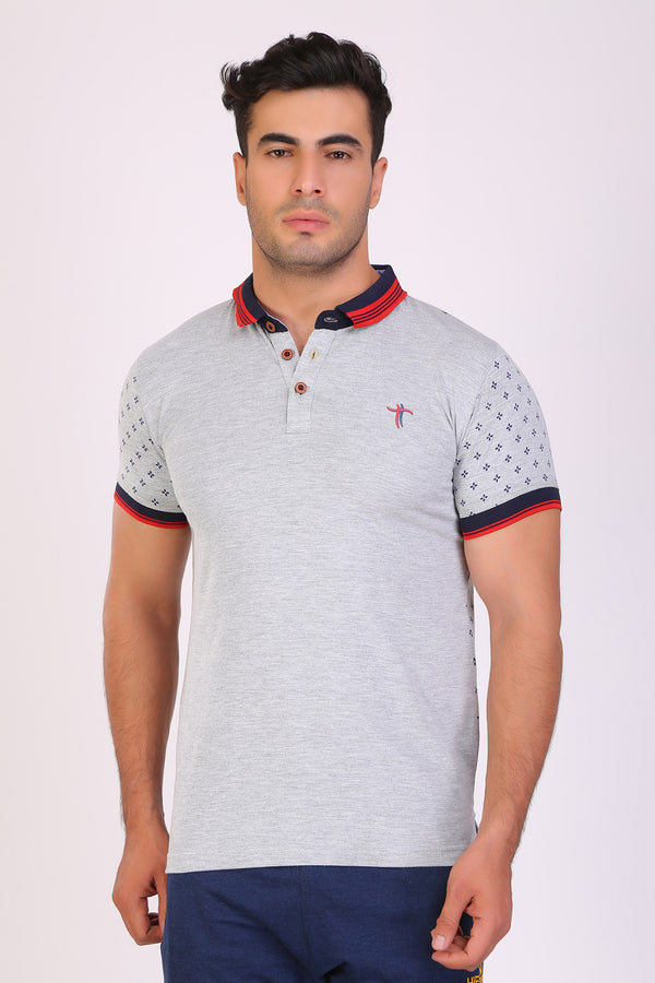 Men Slim Fit Printed Grey T-Shirt