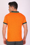 Men Slim Fit Printed Orange T-Shirt