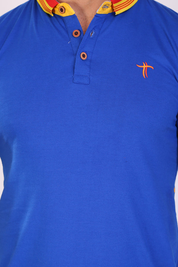 Men Slim Fit Printed Royal T-Shirt