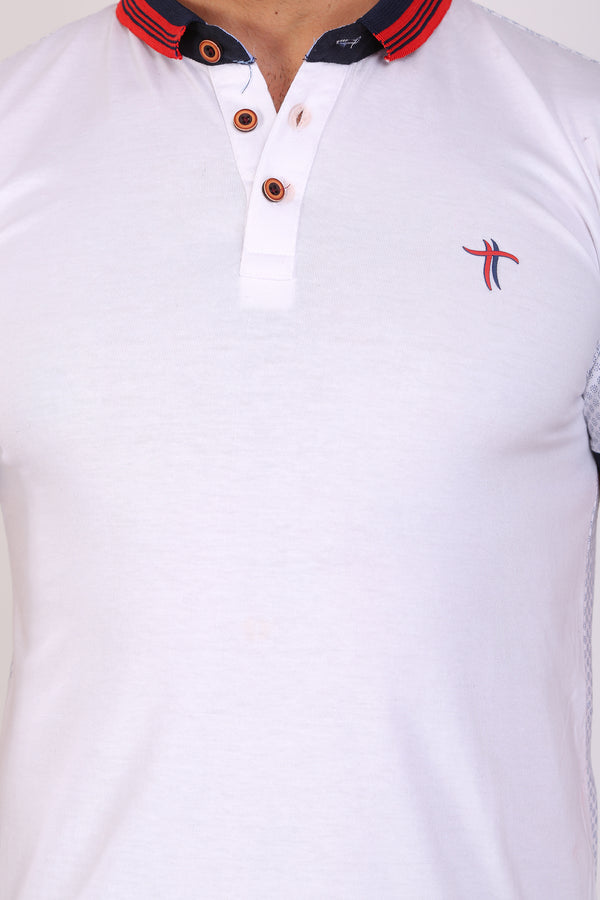 Men Slim Fit Printed White T-Shirt