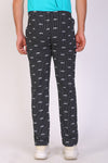 Men Slim Fit Printed Black Track Pant