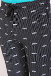 Men Slim Fit Printed Black Track Pant