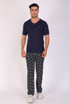 Men Slim Fit Printed Black Track Pant